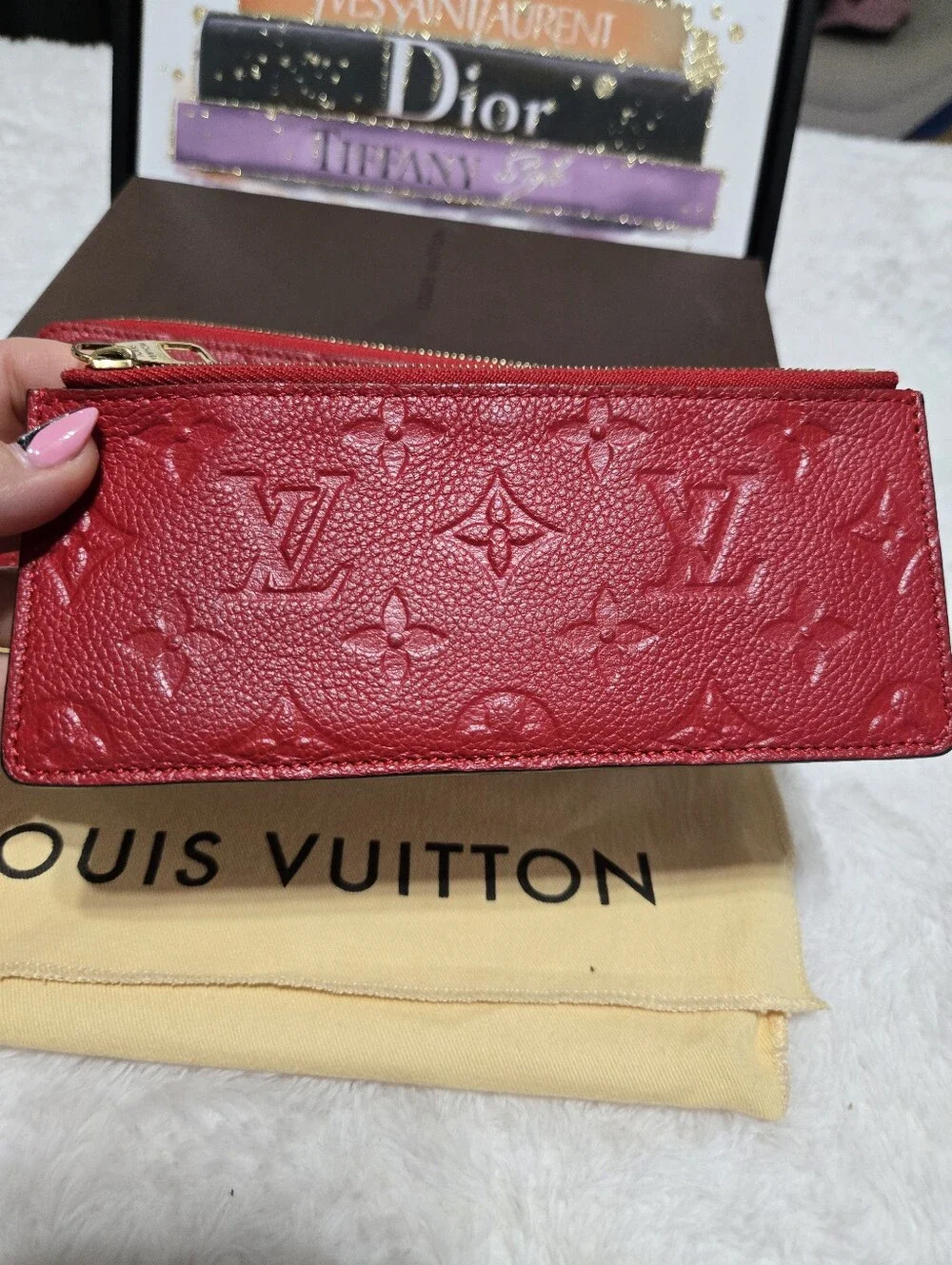 🔥 Louis Vuitton Empriente Leather Red Celemence Wallet With Pouch 🔥